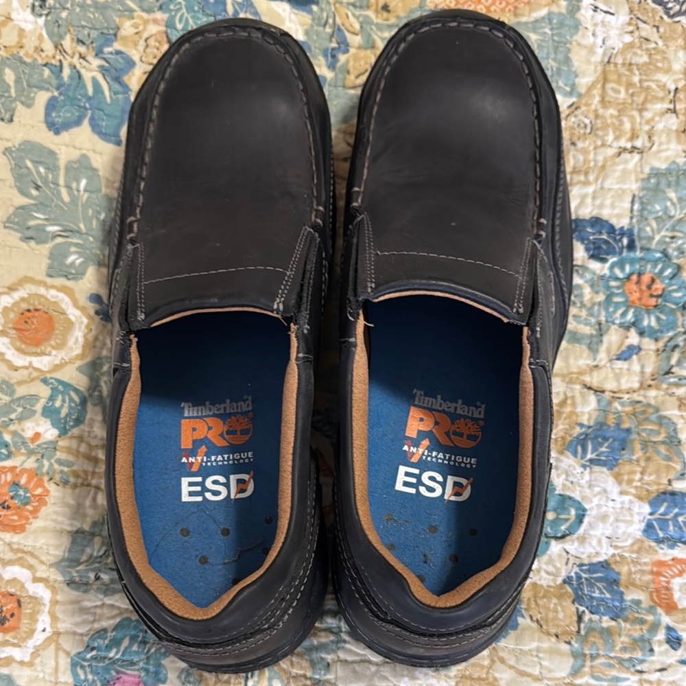 Timberland PRO Black Slip-On Loafers with Steel Toe for Work